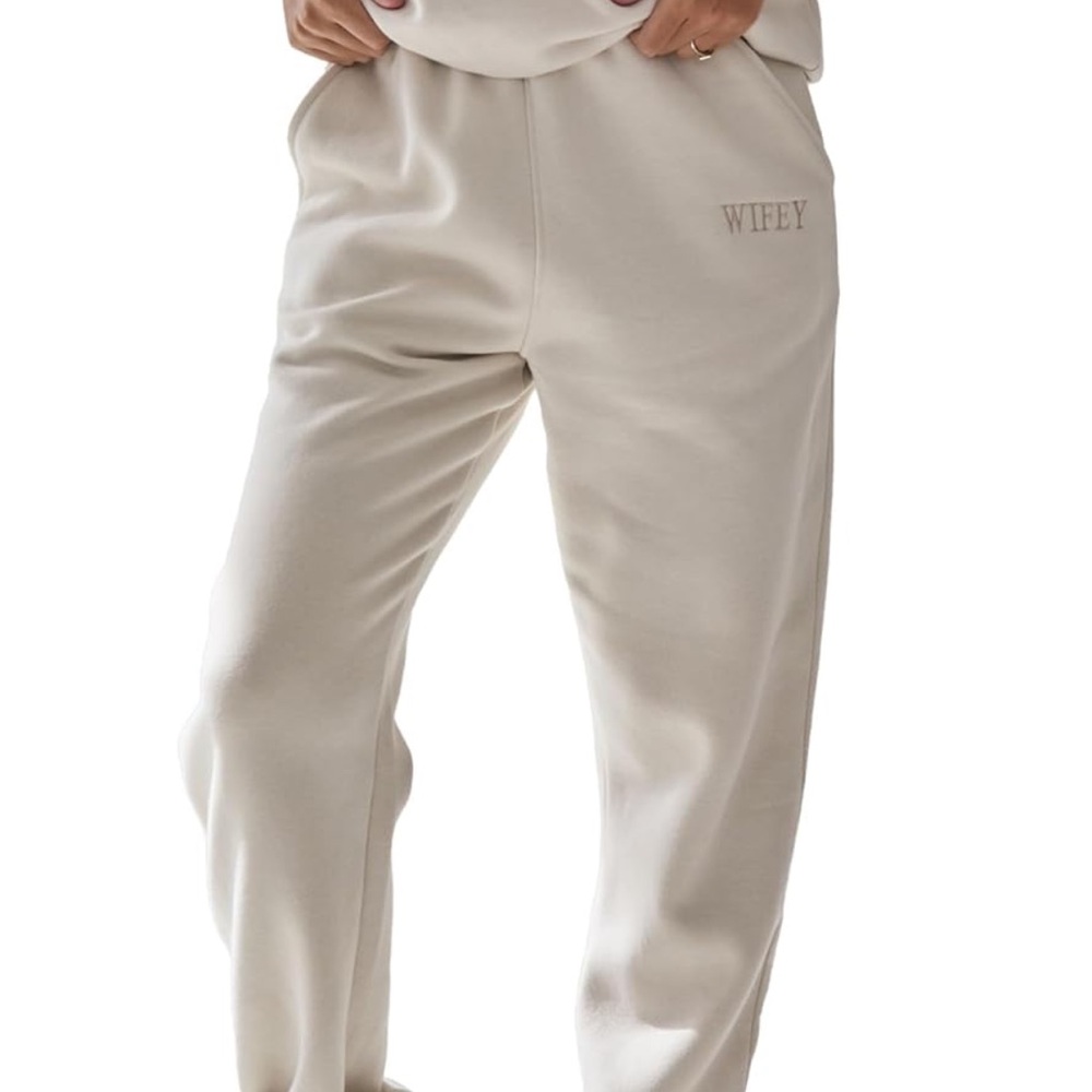 Cream wifey sweatpants six stories